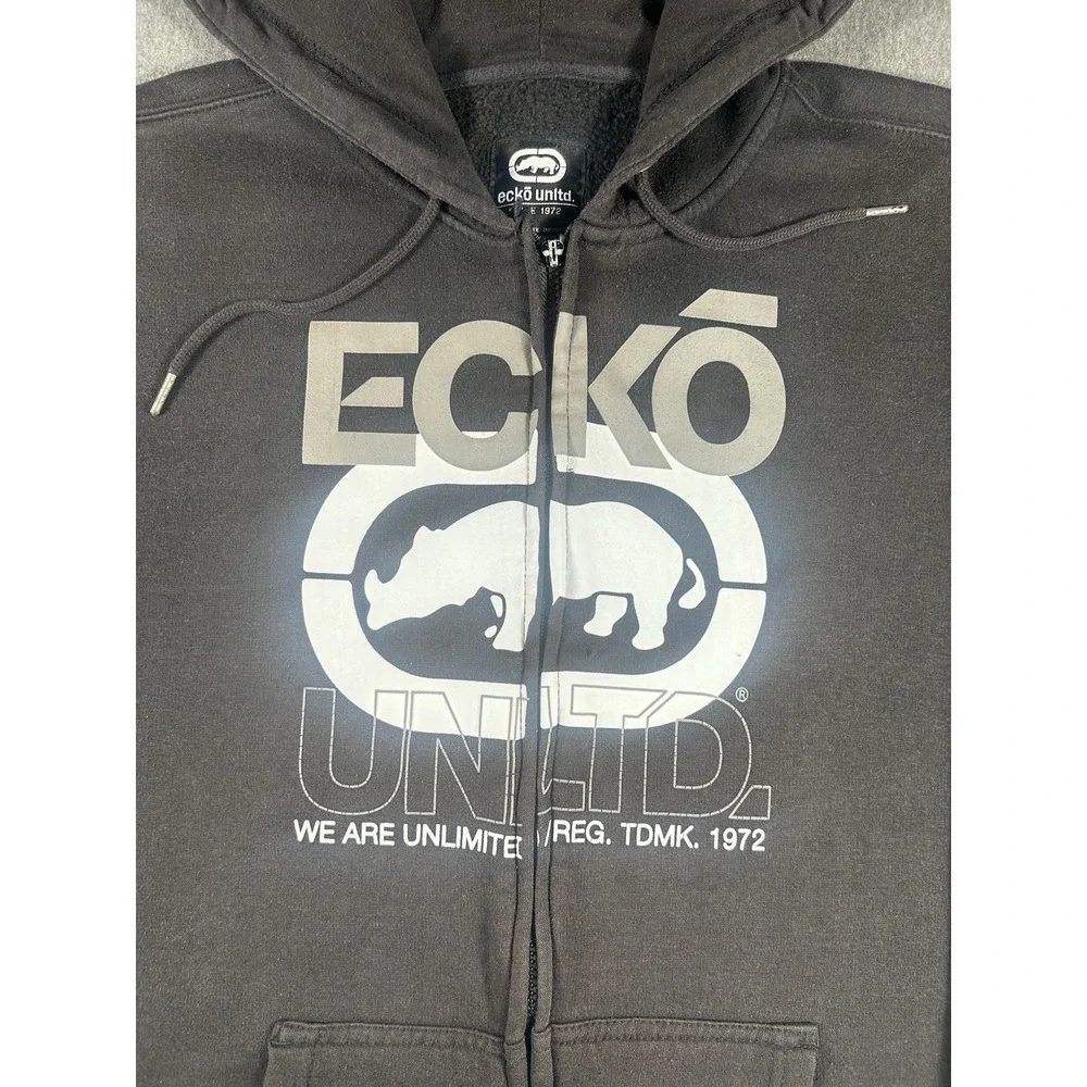 Ecko Unitd.‎ Rhino Logo Full Zip Hoodie Black Size XL
